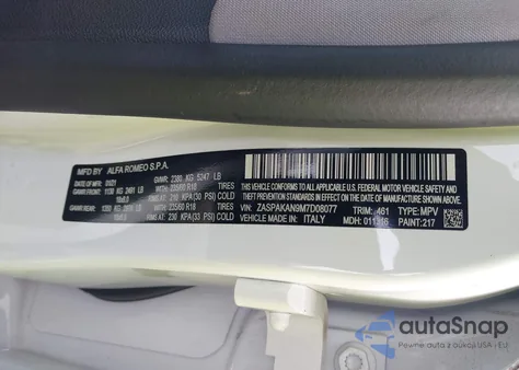 2021 Alfa Romeo Stelvio Awd из США, поврежденный, VIN ZASPAKAN9M7D08077